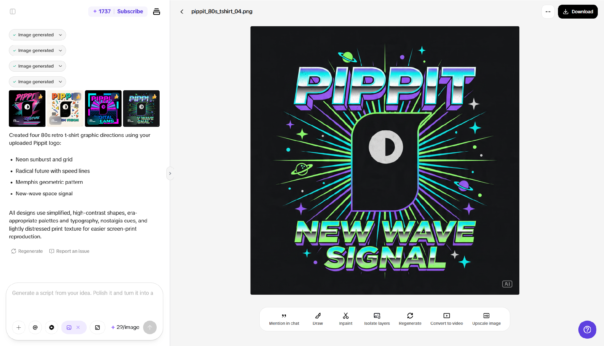 Review your generated designs