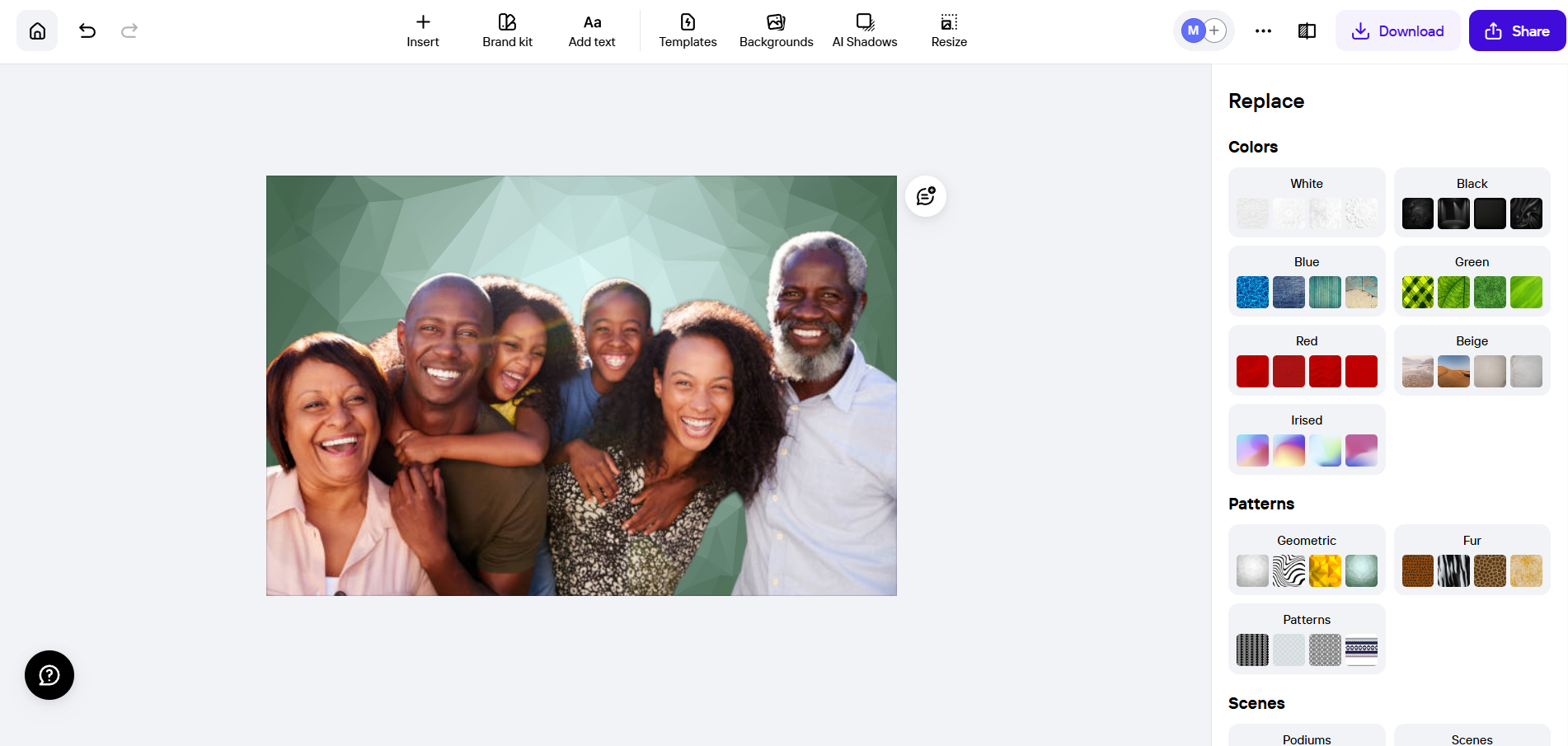 Photoroom background remover interface