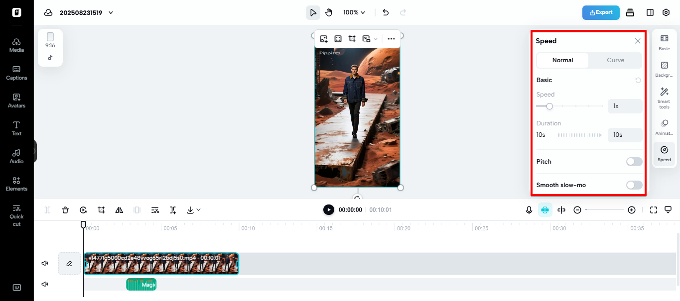 Pippit tagapabago ng bilis ng video