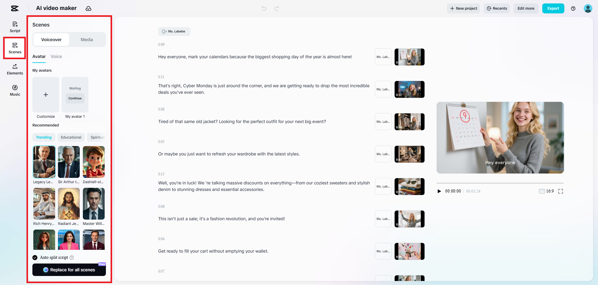 Tambah avatar yang disesuaikan ke dalam video iklan anda