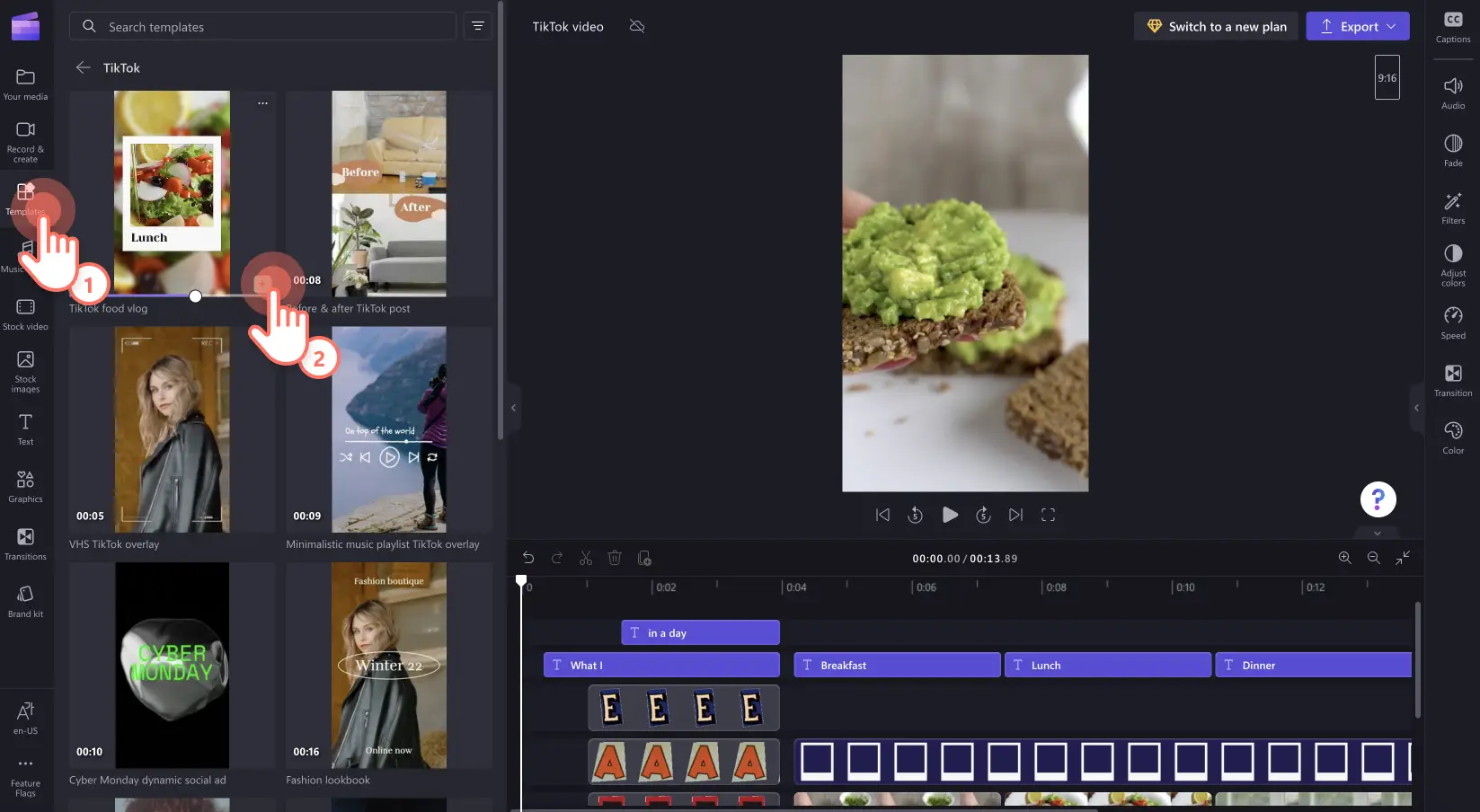 Showing how to do TikTok photo editing in Clipchamp