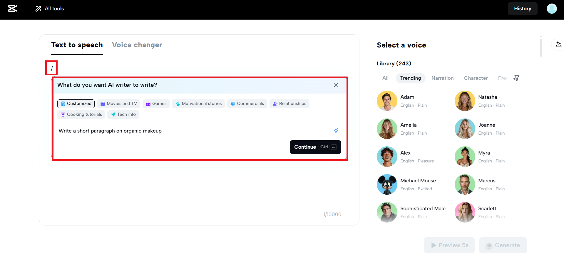 Laden Sie Ihren Text manuell hoch oder lassen Sie sich von KI unterstützen