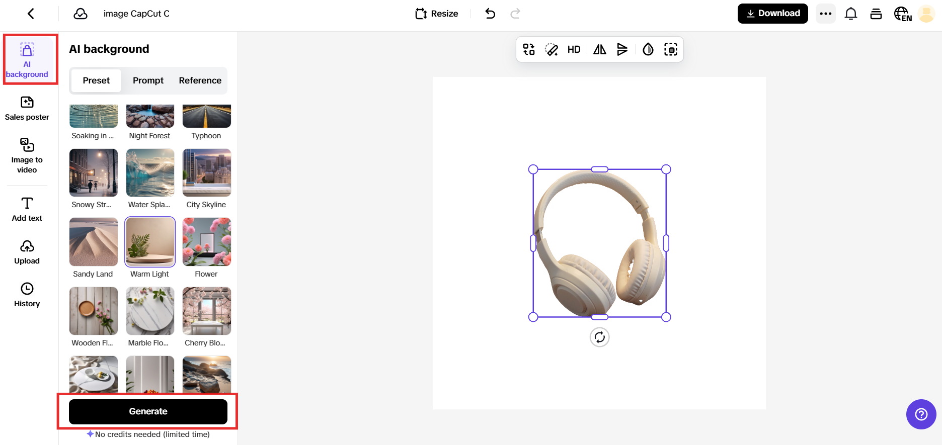 Custom Background Options Pippit