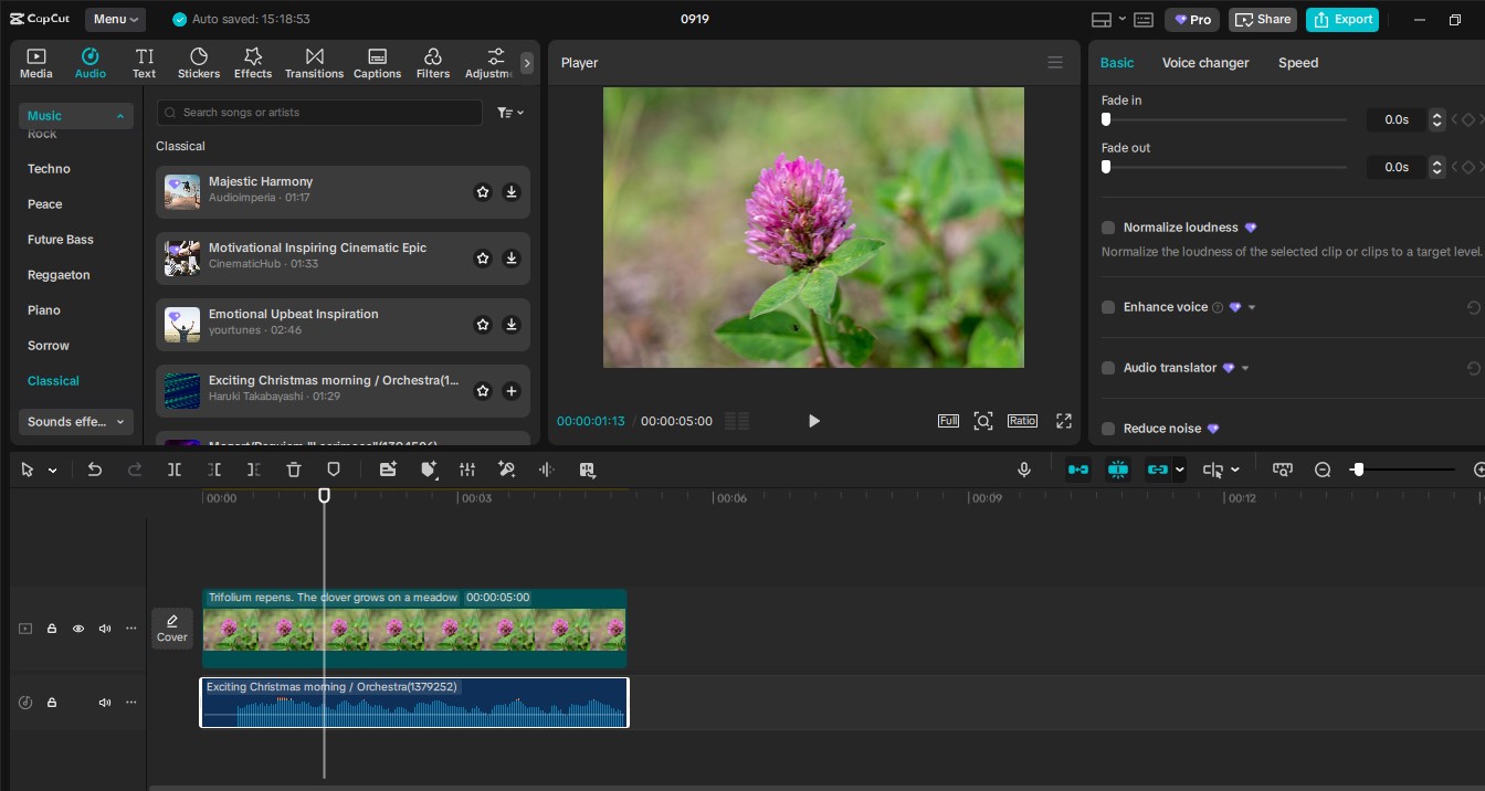 Interface of the CapCut desktop video editor