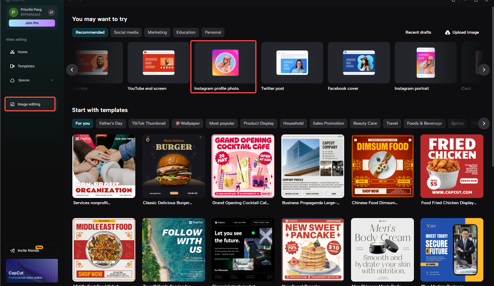 Open CapCut and click on the image editing tab