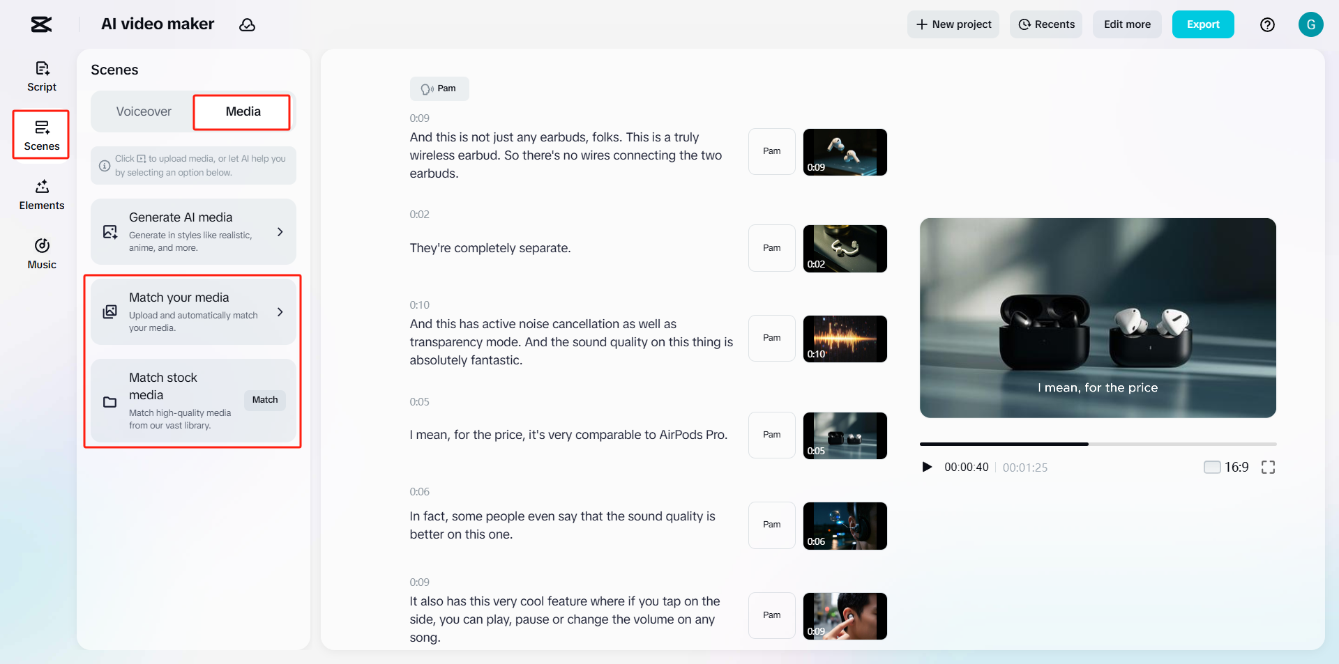 Generate relevant AI media