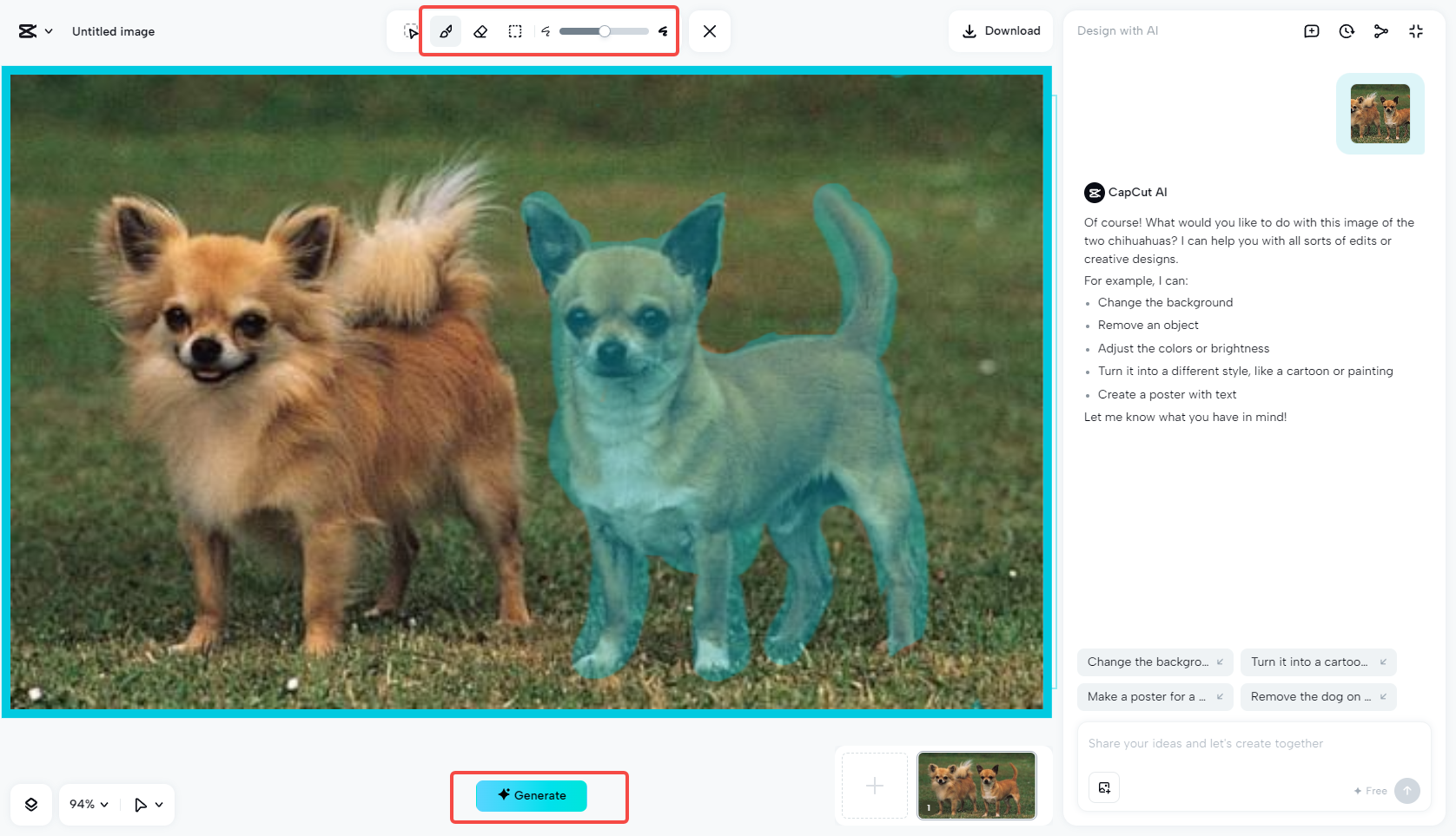Draw the area to remove