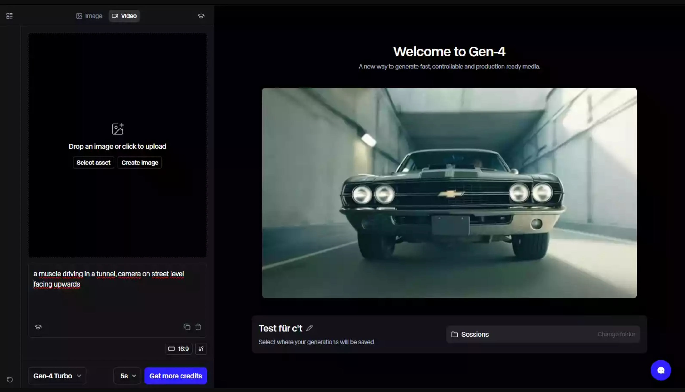 Interface of Runway - an easy to use AI video generation tool