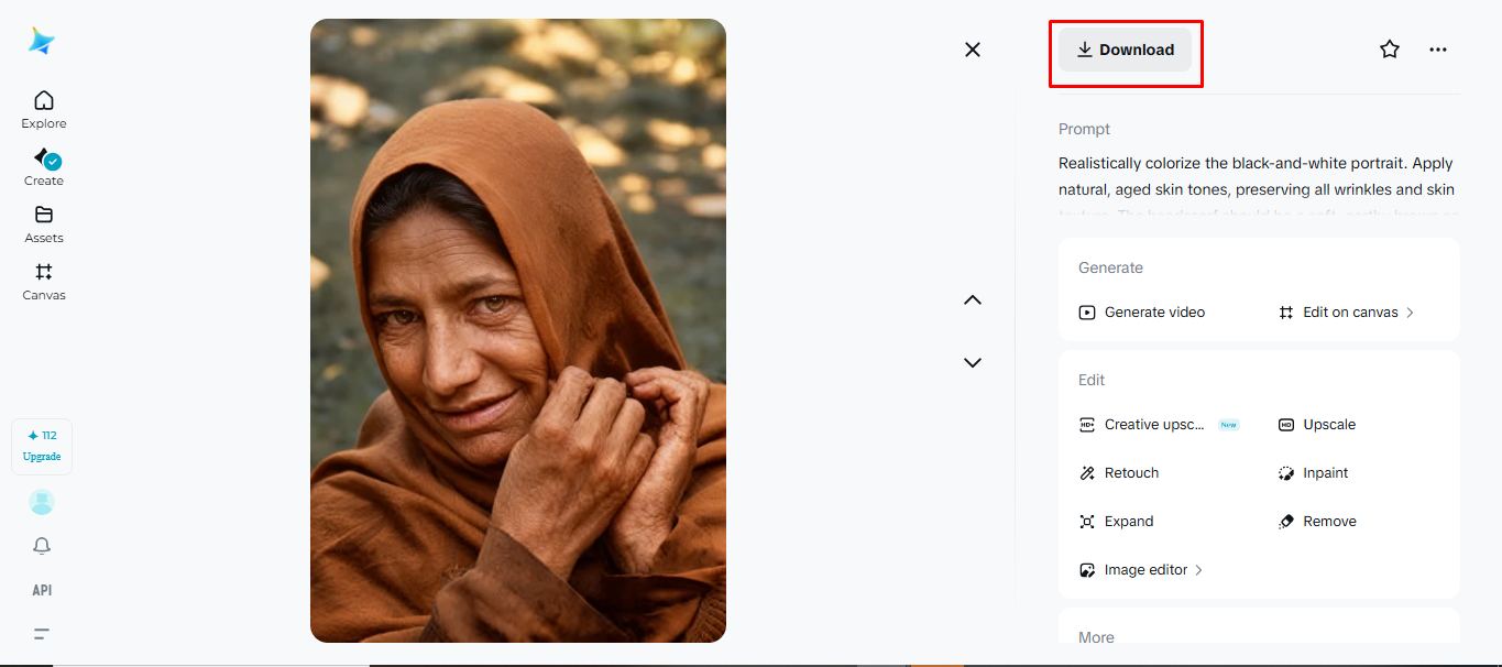 ดาวน์โหลดภาพจาก Dreamina