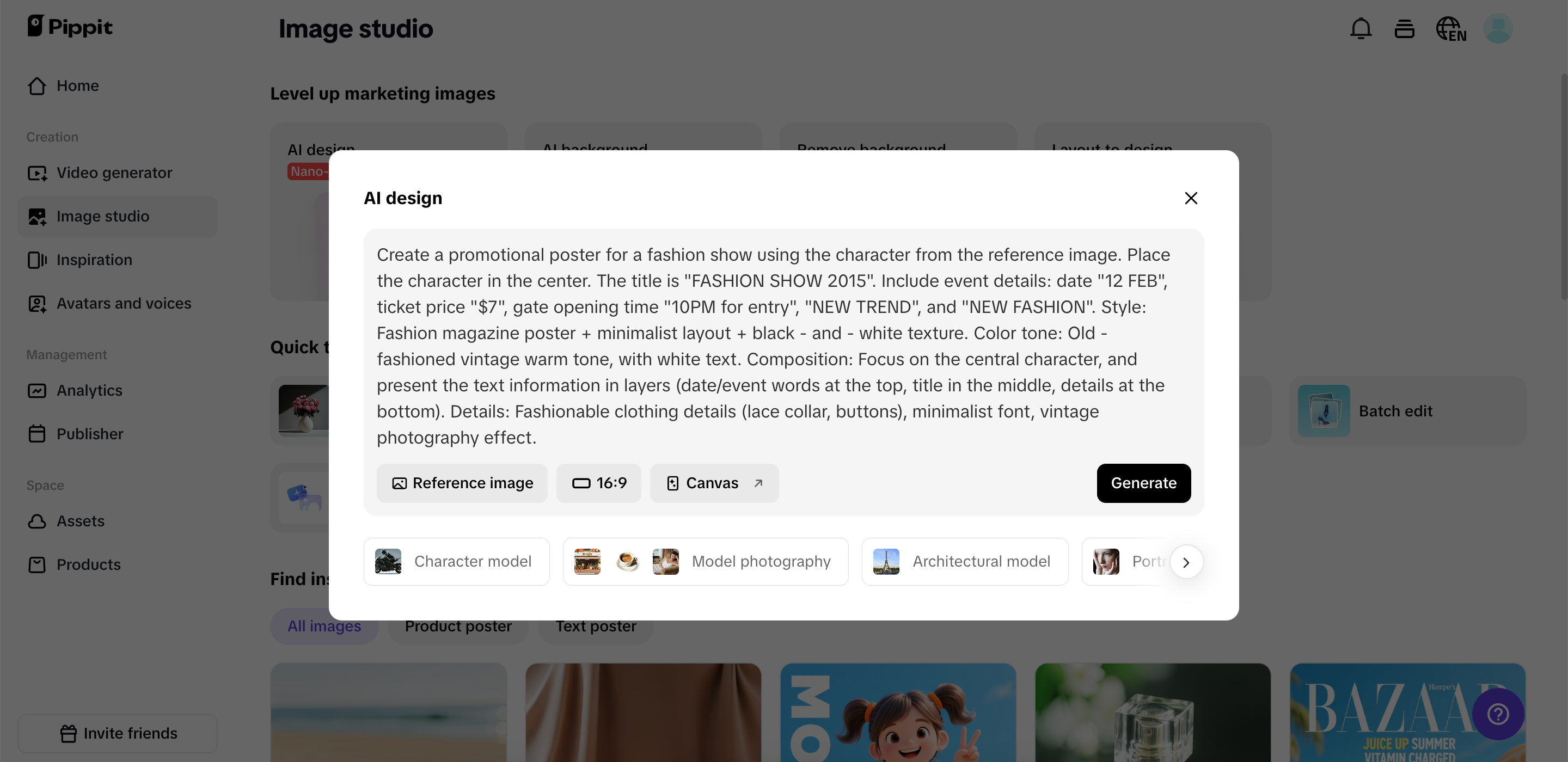 Generate images with prompts