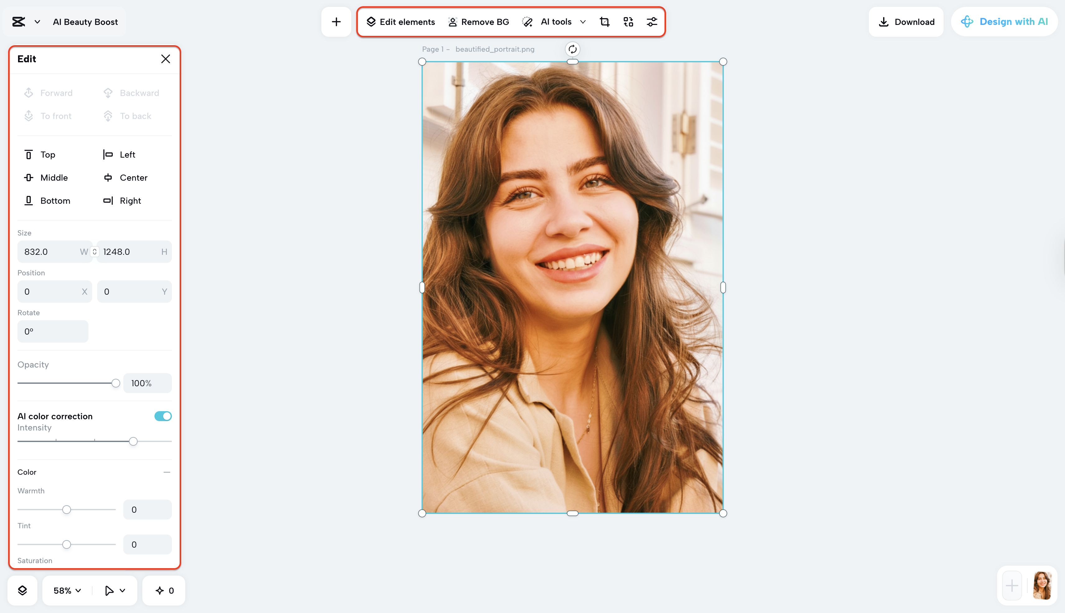 Adjust and edit manually