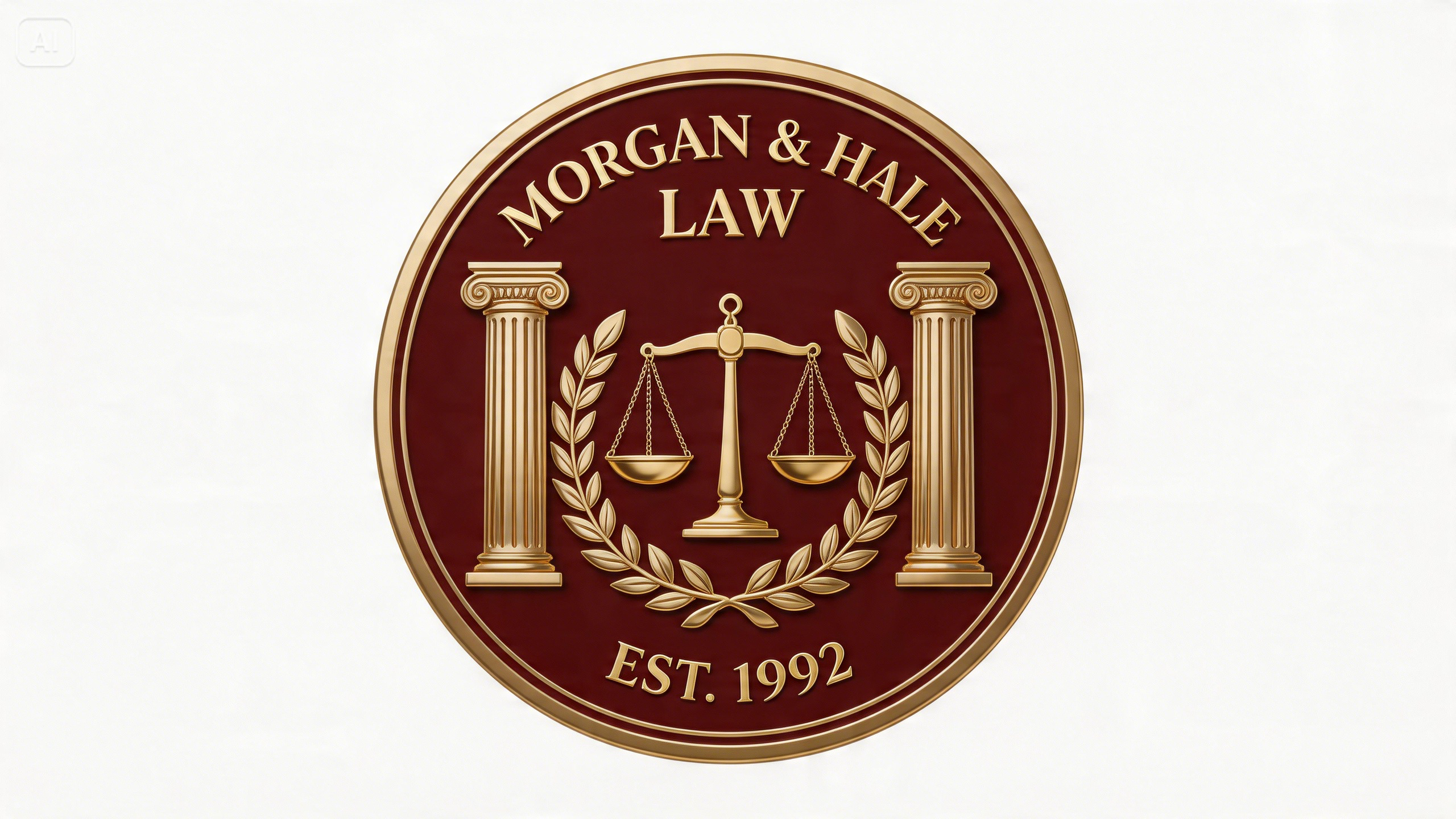 Prompt for a classic justice emblem logo