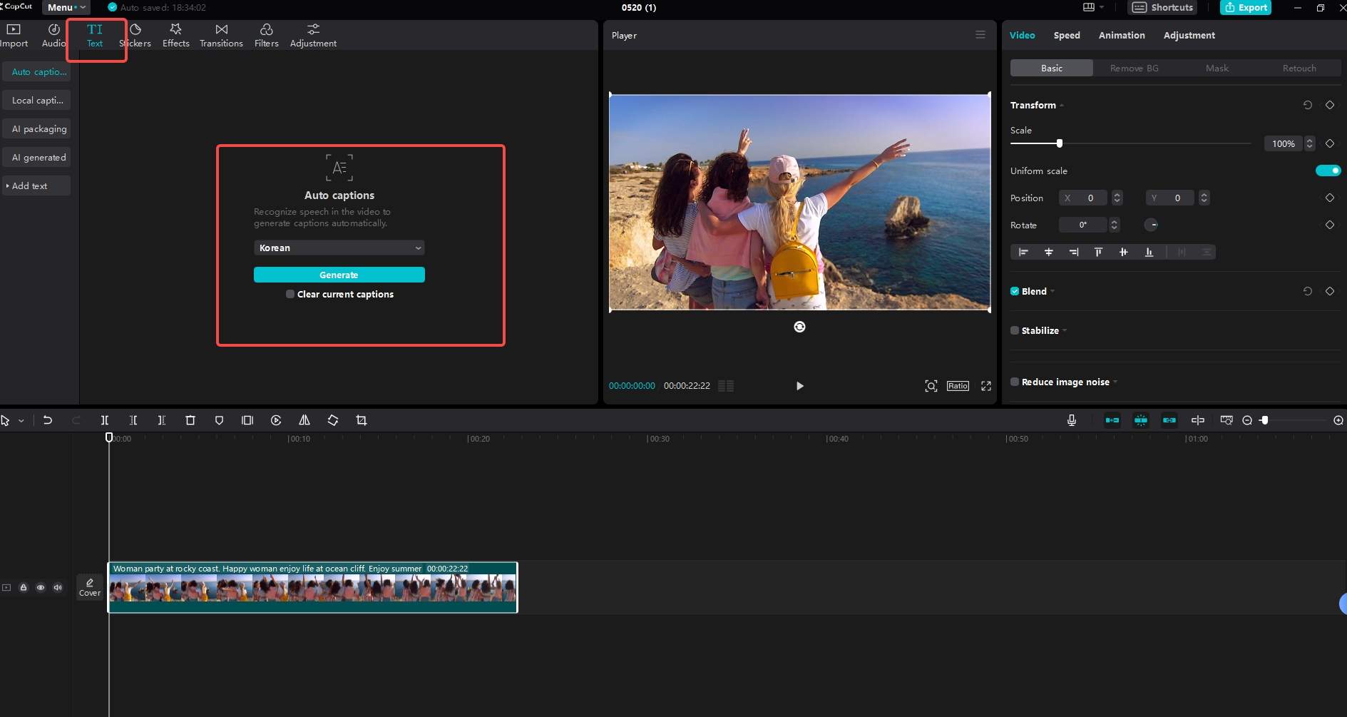 CapCut's video translator
