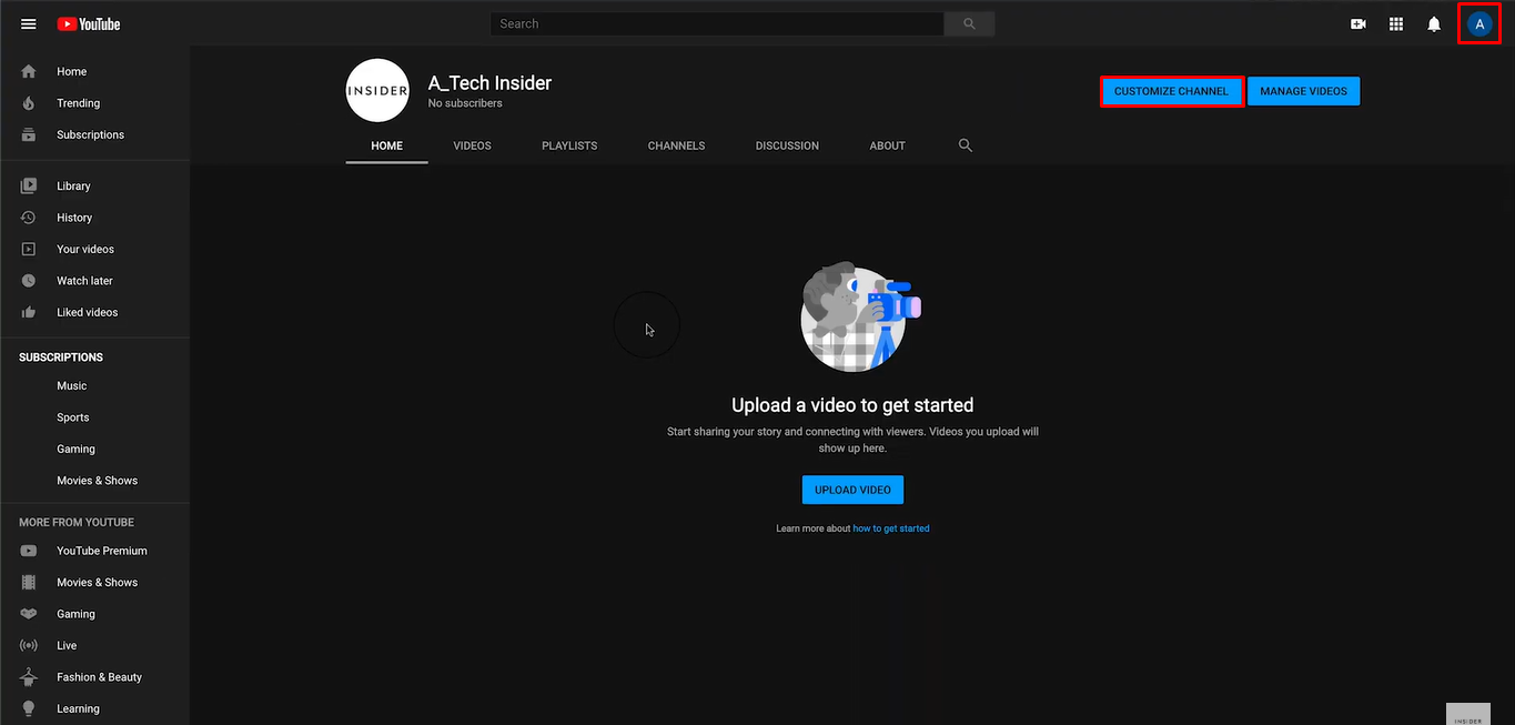 Opening the YouTube Studio on a laptop