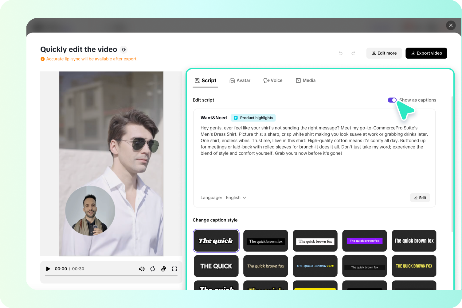 Visual examples of good vs. poor caption customization regarding font, size, color contrast, and positioning