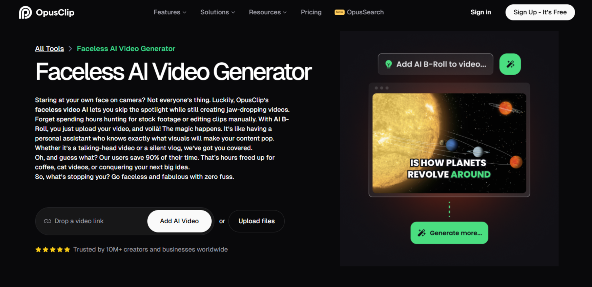 Schnittstelle von Opus.pro - der perfekte gesichtslose KI-Videomacher