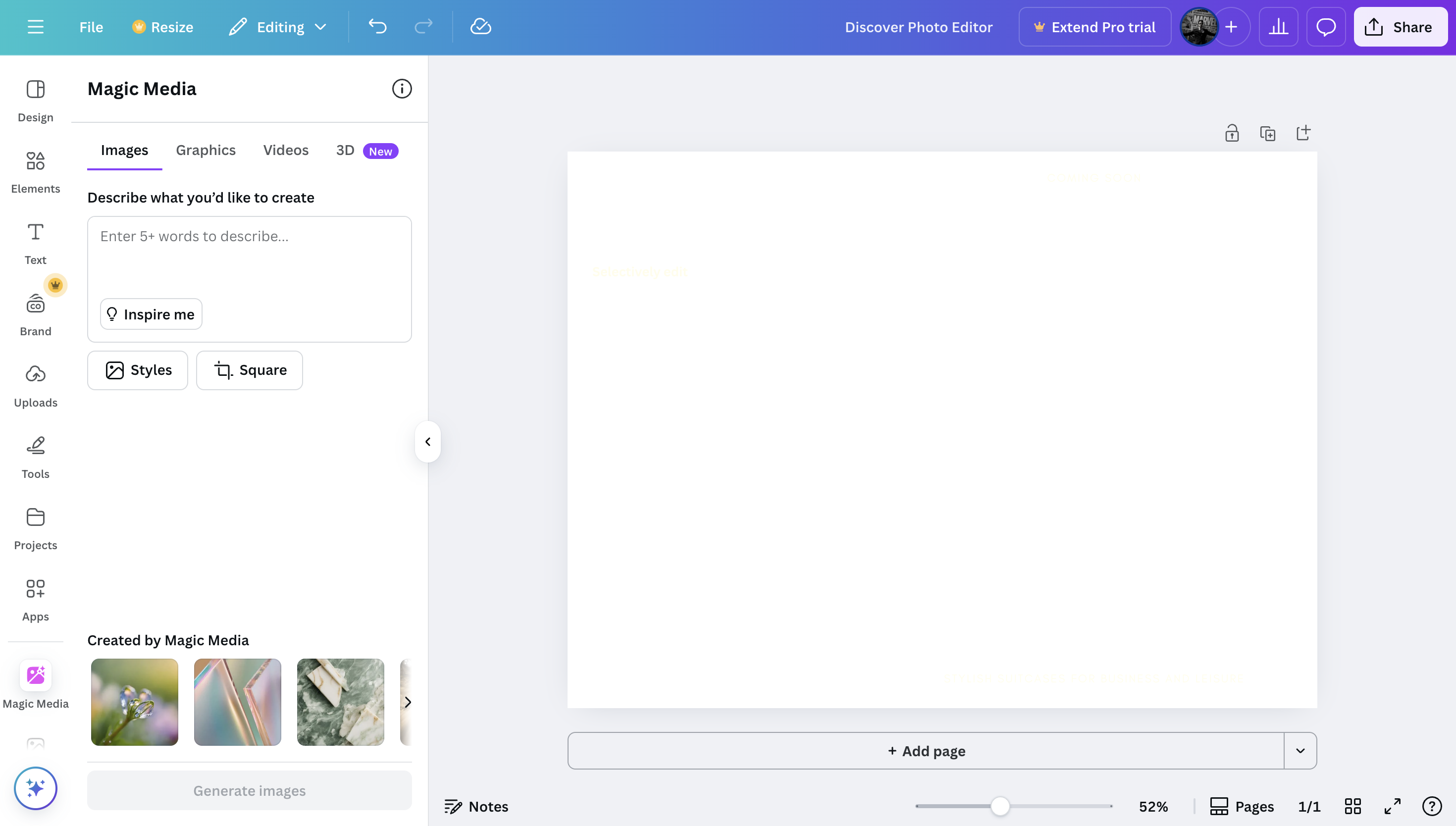 Interfaccia di Canva