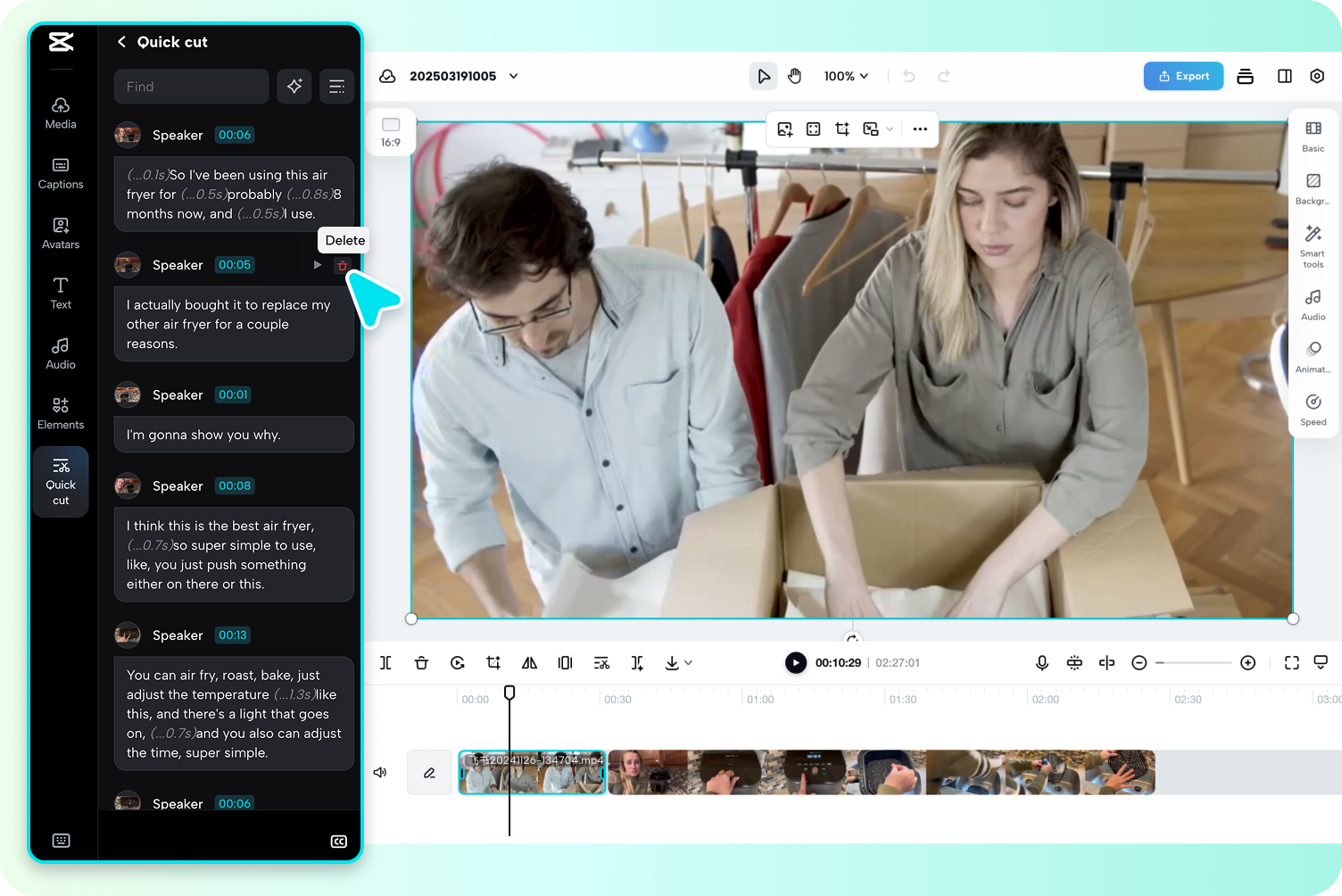 Użyj przycinarki AI