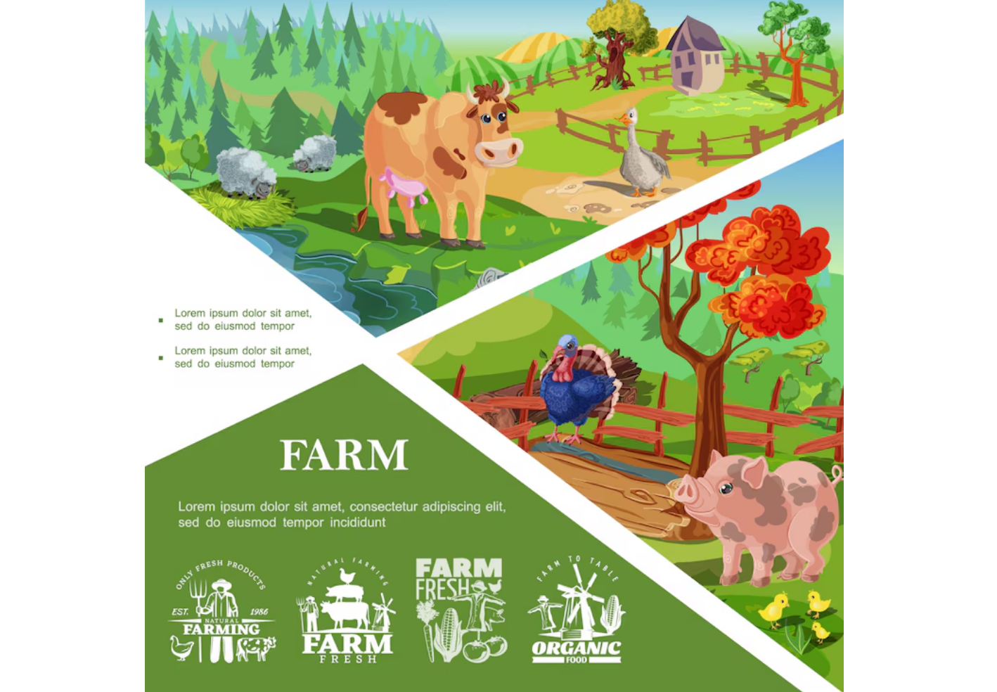 Simple farm animal poster with clean lines