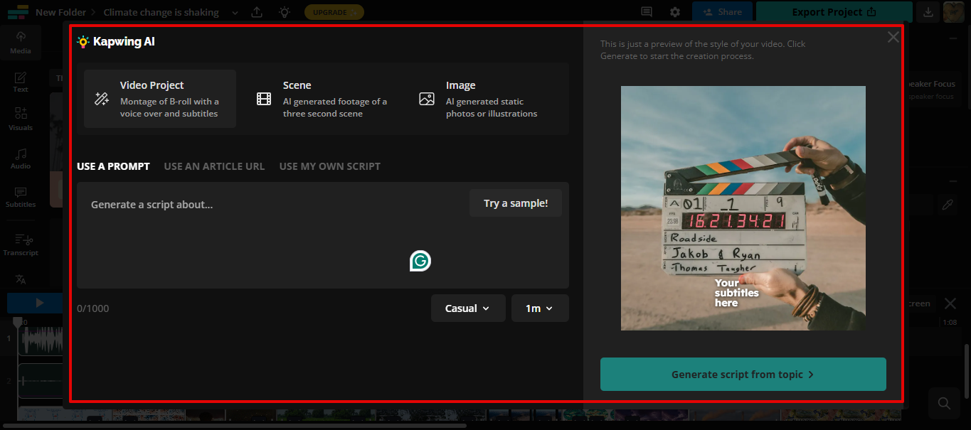 Kapwing text to speech video maker