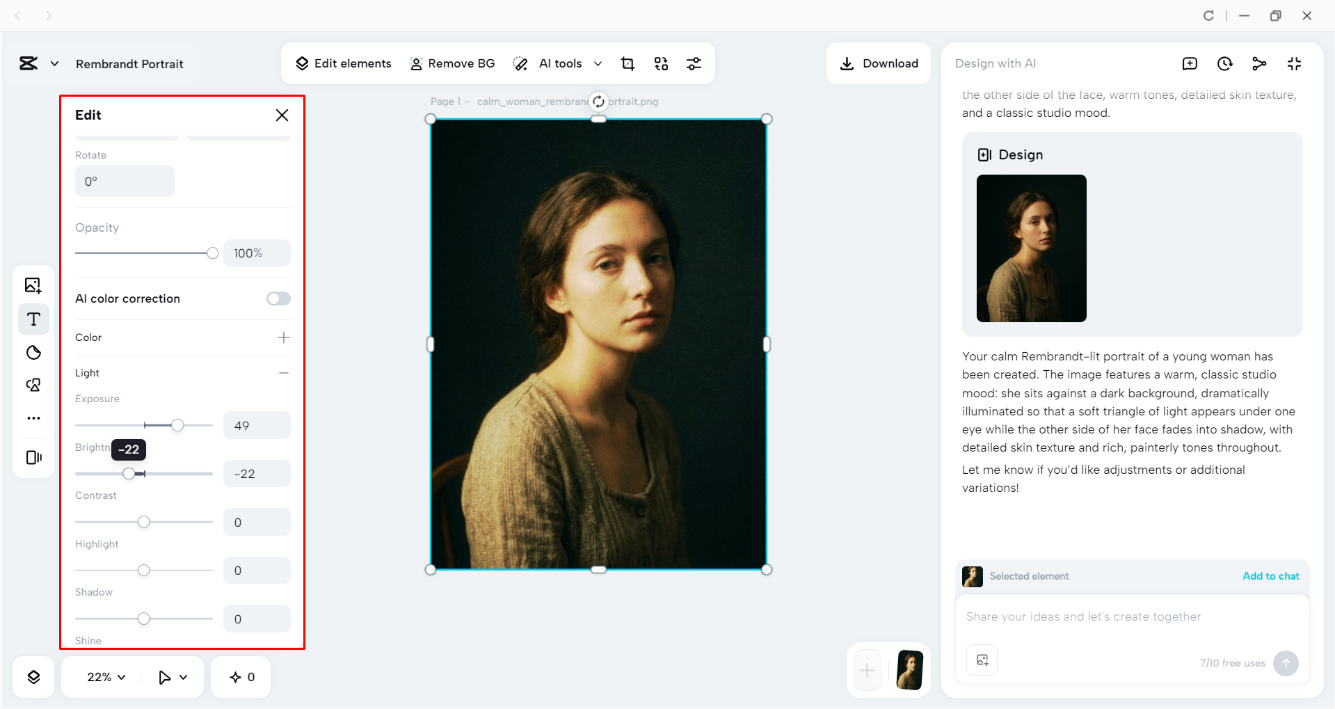 Personalizing the AI-image with the CapCut desktop video editor
