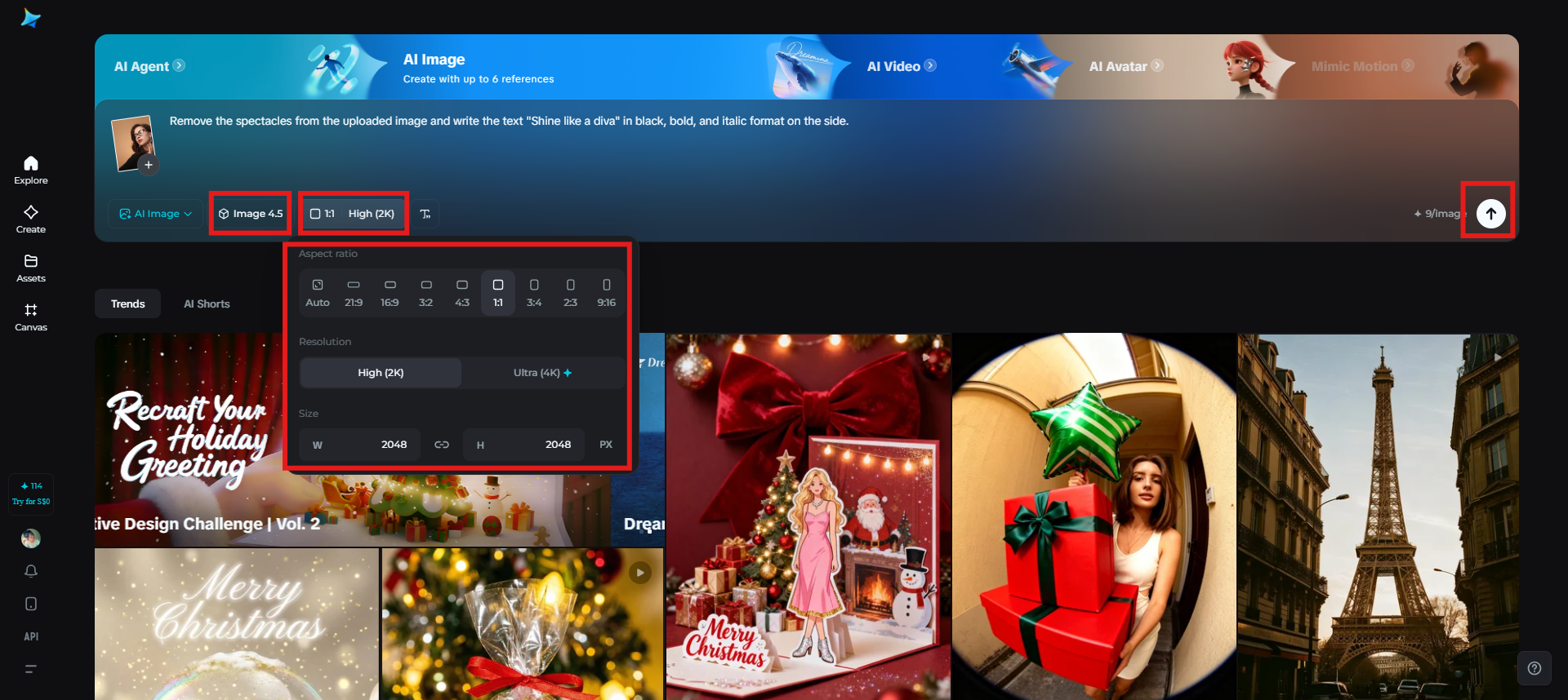 Choose a model and adjust settings