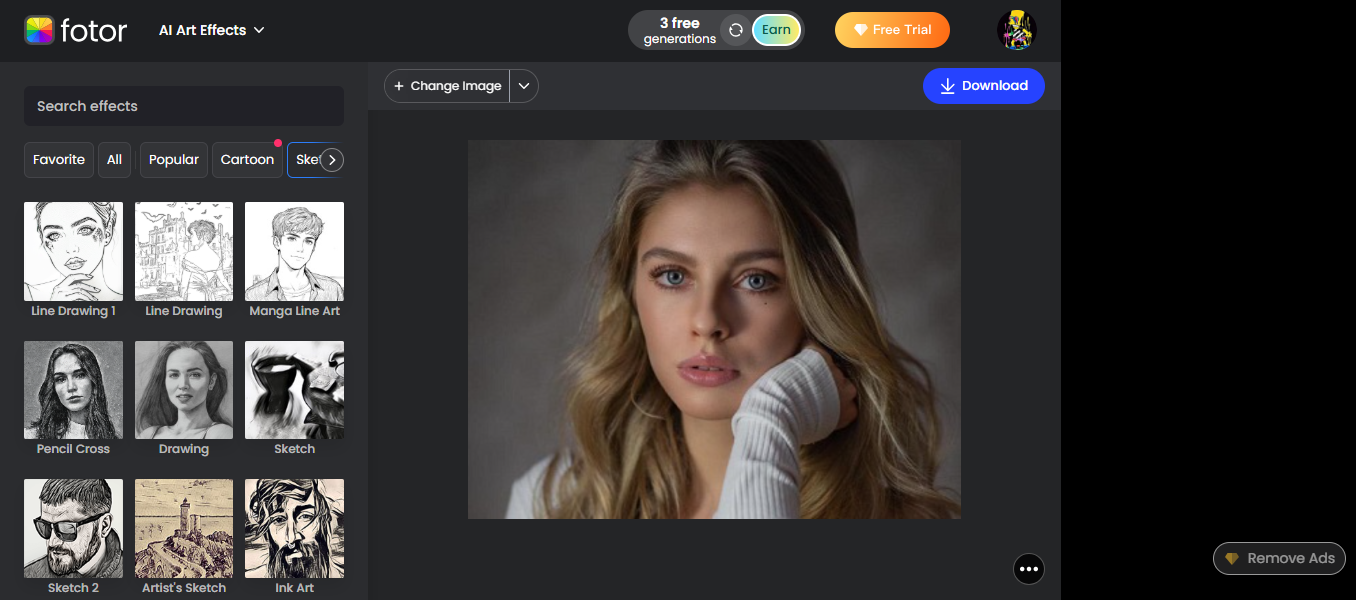 Wandle dein Foto in eine Skizze um