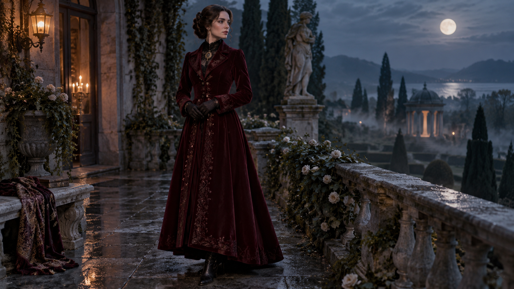 Halloween AI prompts for women: Victorian Garden Portrait