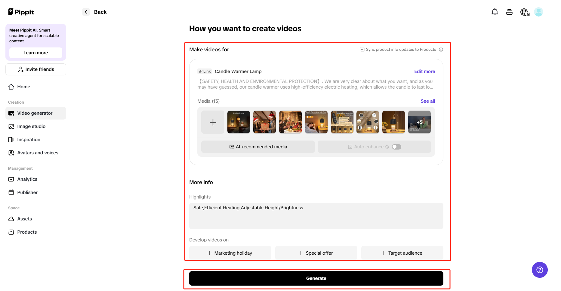Marketingvideók generálása