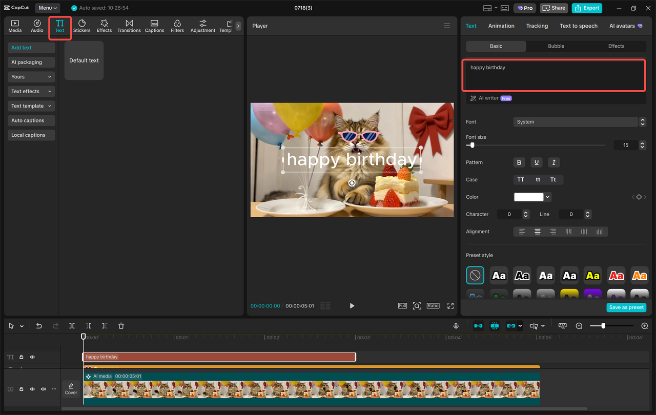 Editing the AI-generated video in the CapCut desktop video editor