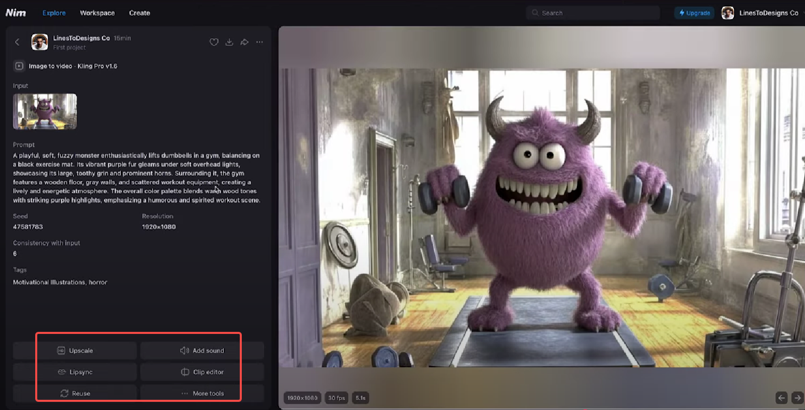 Insira um prompt de texto e importe uma imagem para o Nim