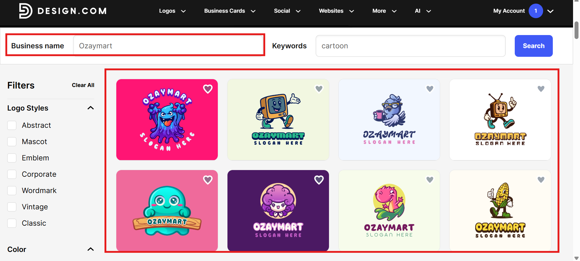 Select the design for your logo