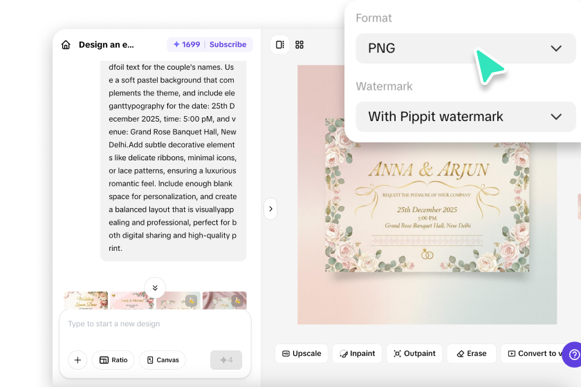 Edit and export your card