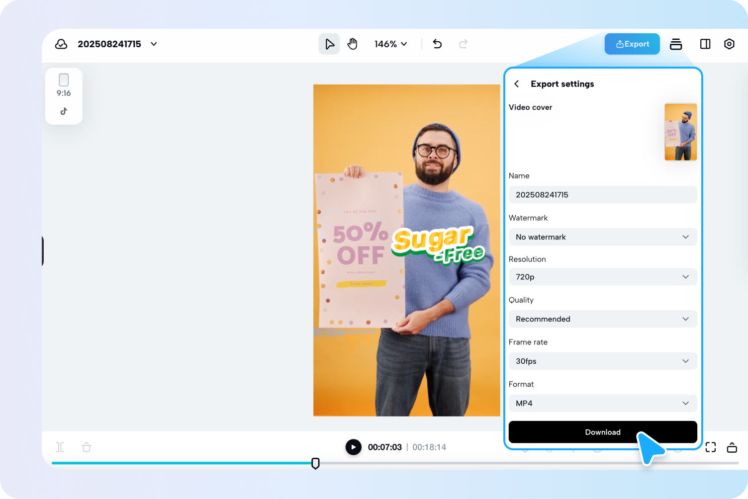 Export GIF with text