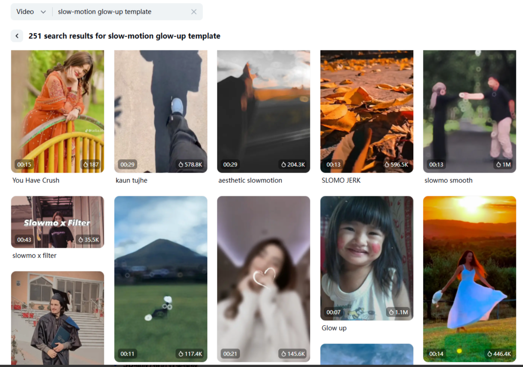 Trending slow-motion glow-up template example