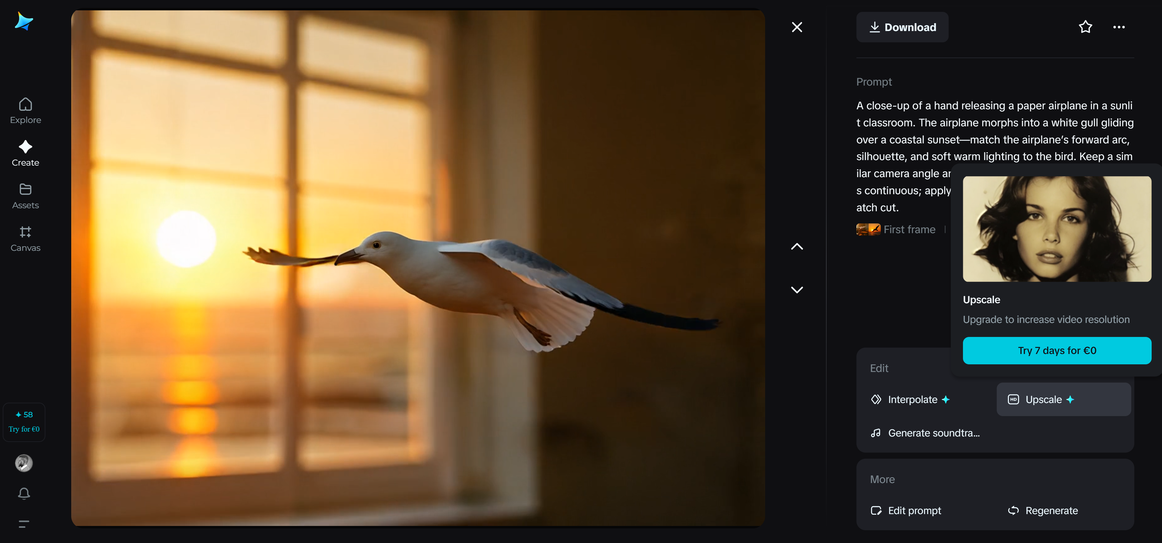 Seedance powered HD upscale