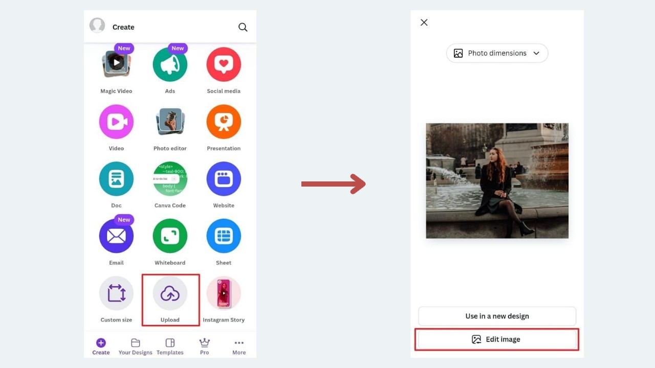 nhập hình ảnh vào ứng dụng Canva