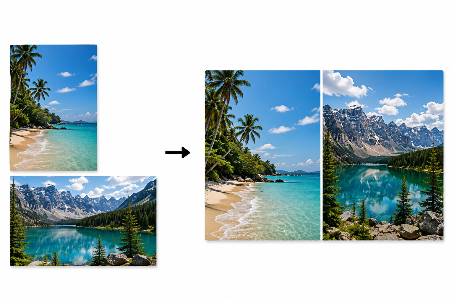 Interactive editing for side-by-side photos