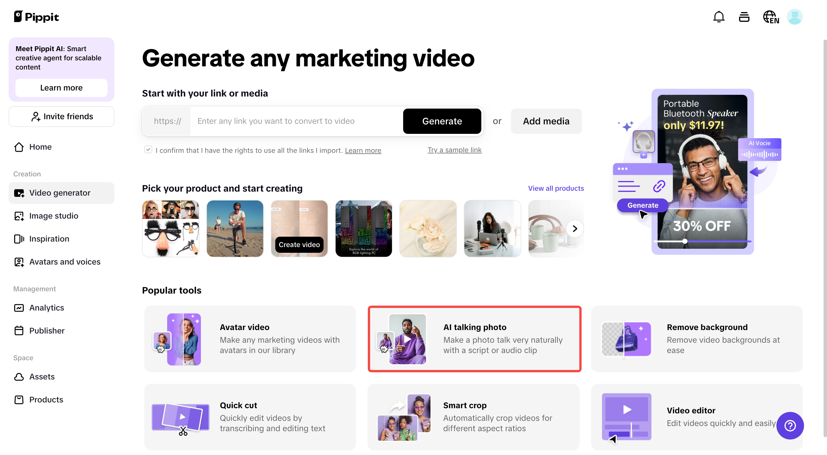 Acesse o recurso de foto falante de IA