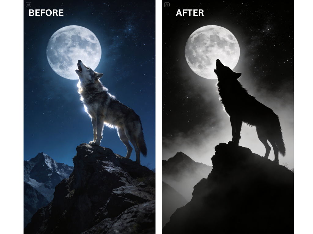 Prompt for a wolf on a mountain ridge 