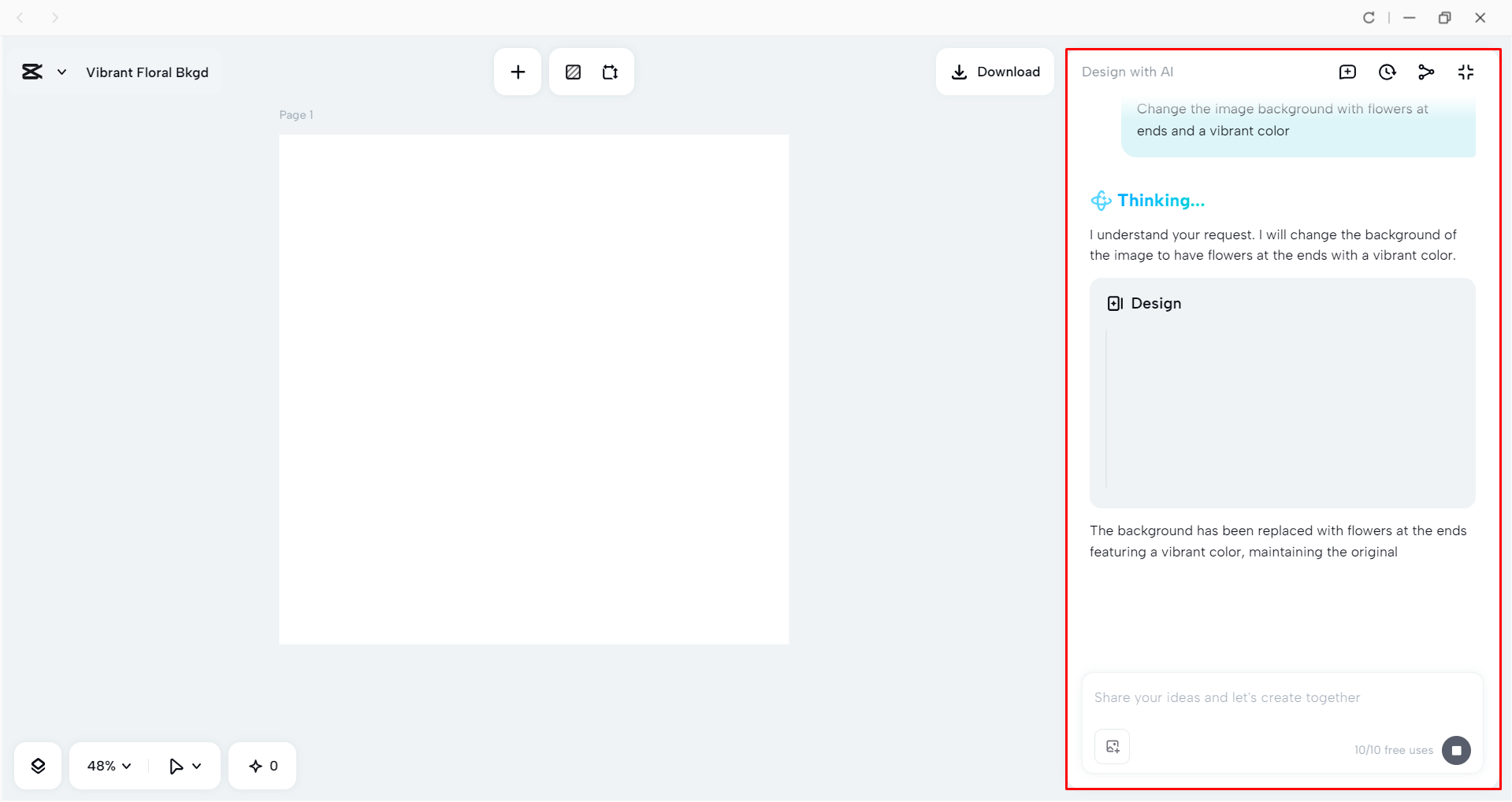 Customizing the background with CapCut's AI desing
