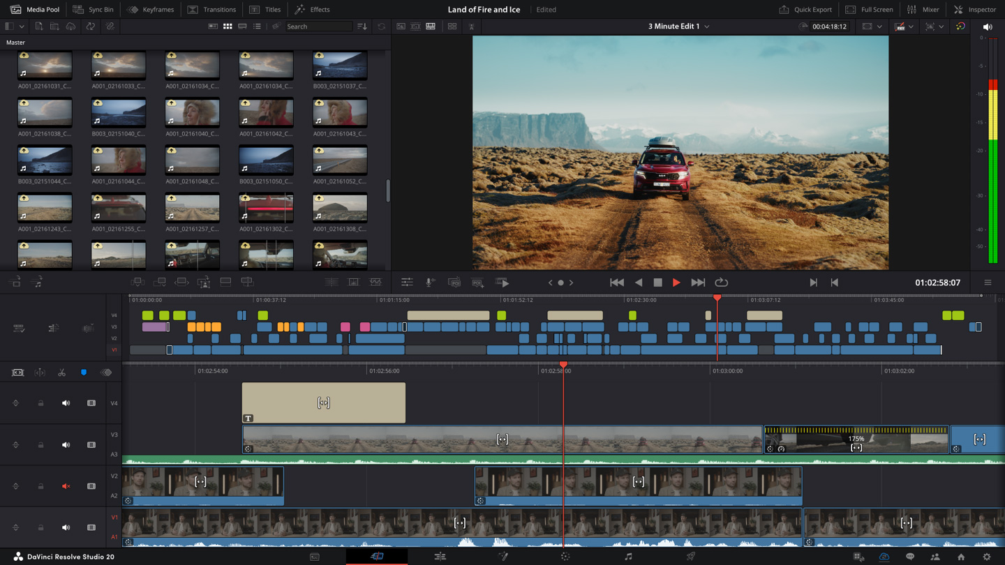 Interface of DaVinci Resolve - an easy to use simple Windows video editor