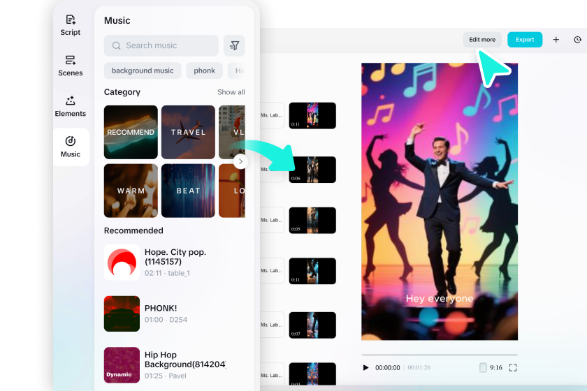 Use CapCut's TikTok video generator AI tools to personalize and enhance every scene