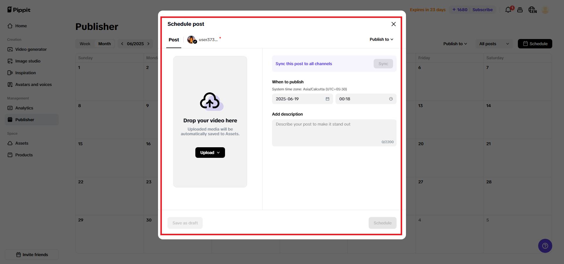 Create a post for your account
