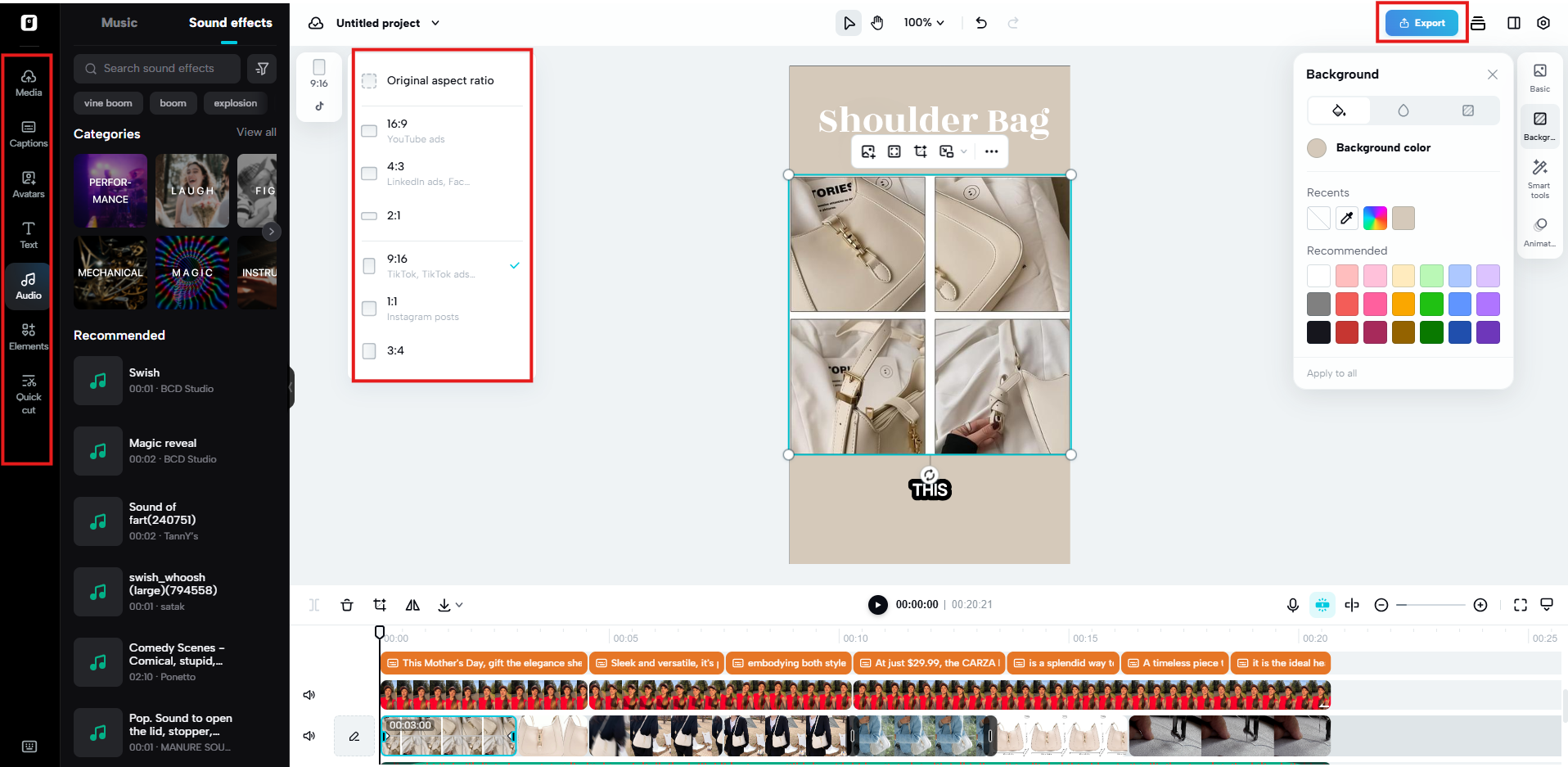 Interface de edição avançada