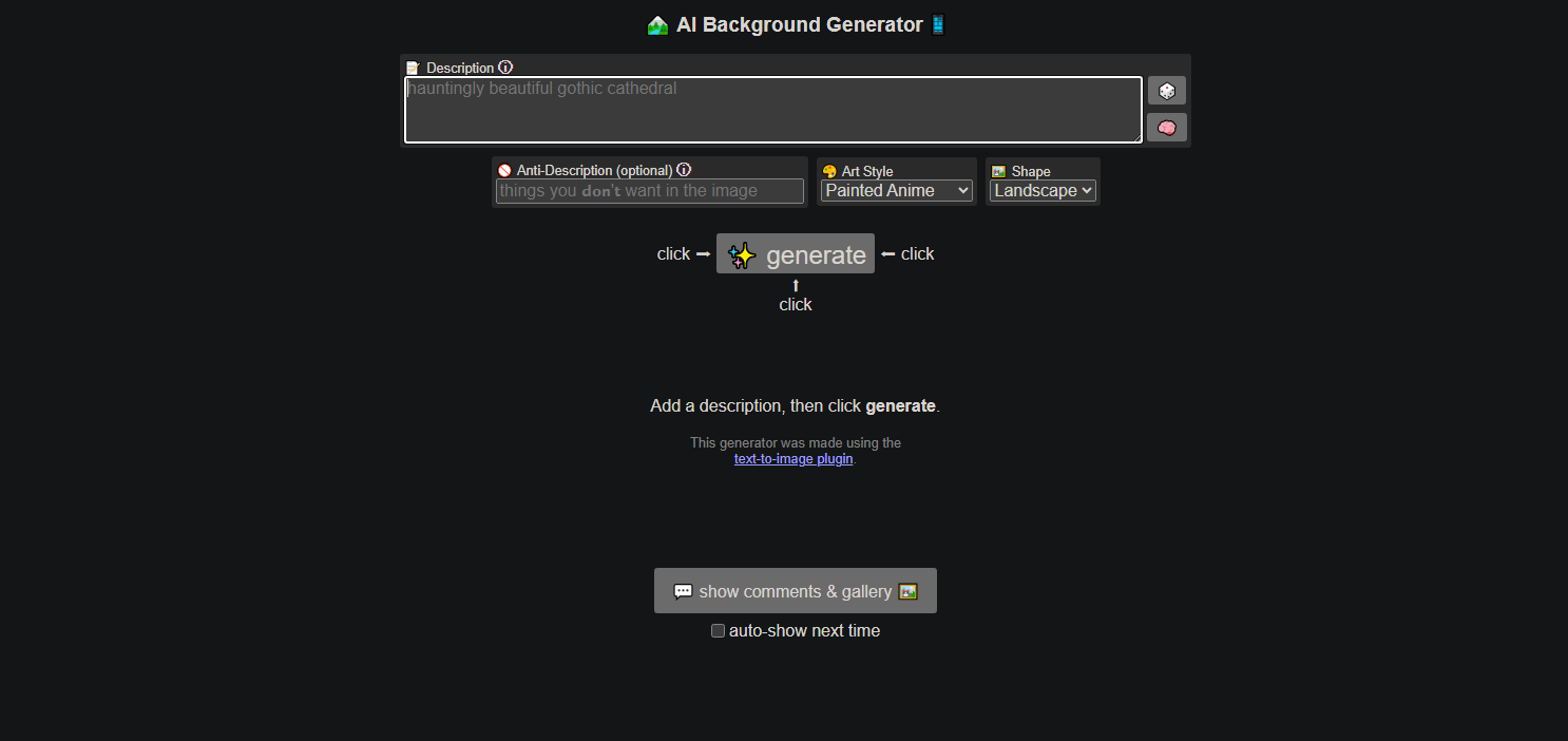 Perchance AI background generator