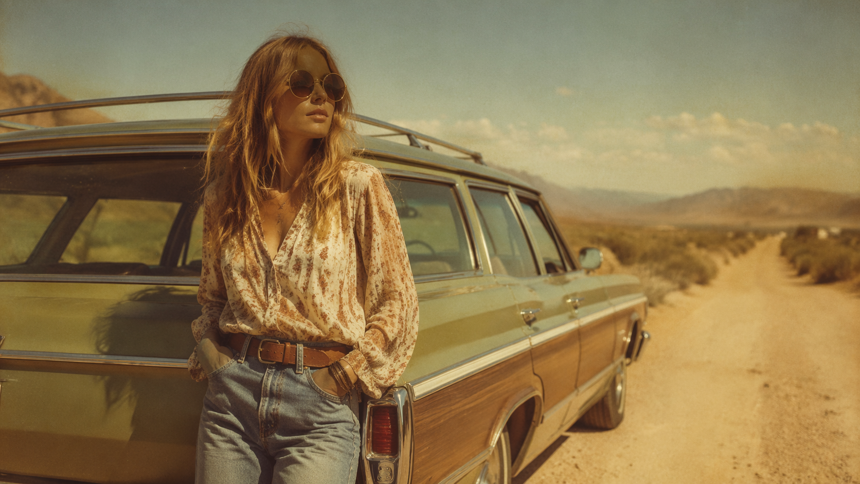 Dreamina 70s style photo filter prompt example 1: Warm 70s Film Portrait