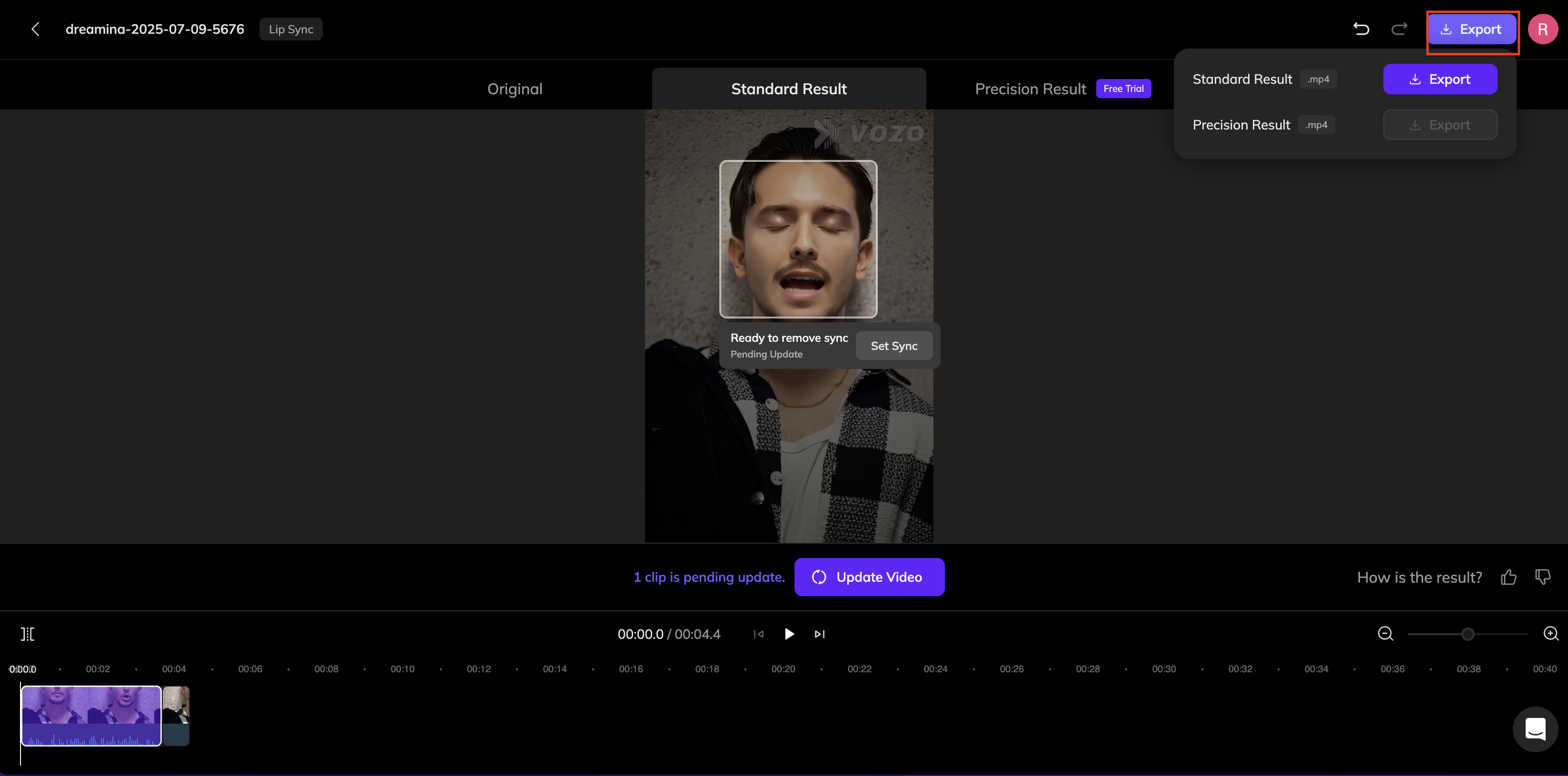 Sync and export the video