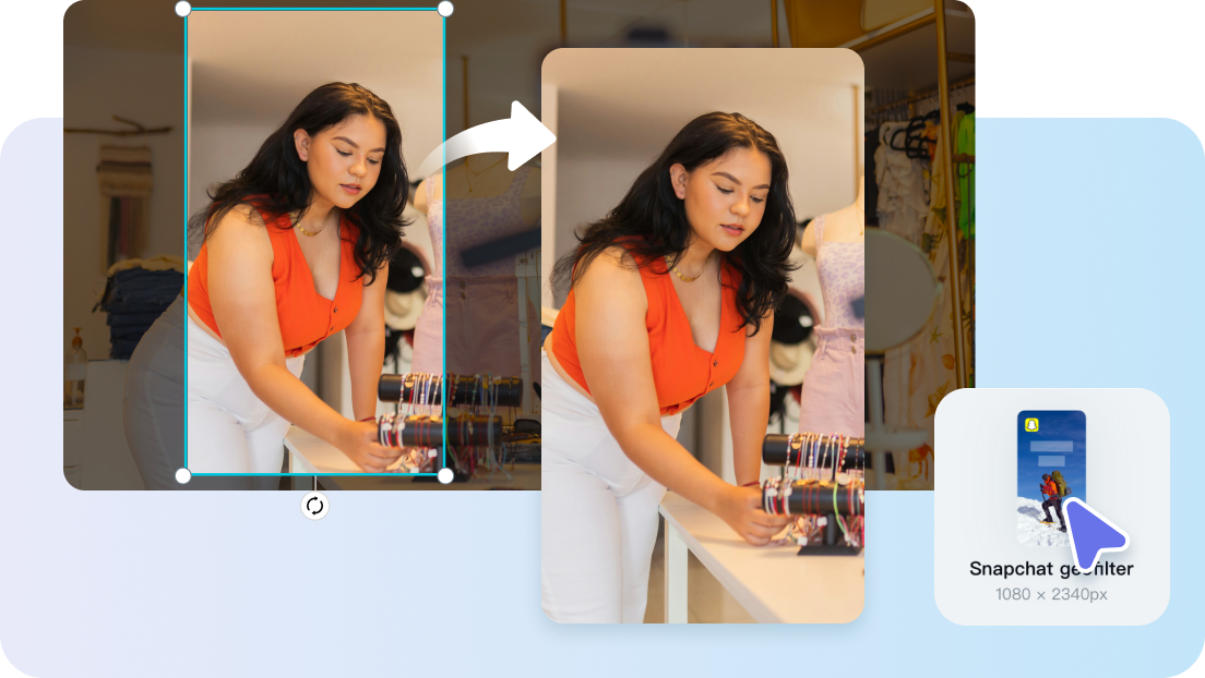 การครอบตัดผ่าน AI สำหรับ Snapchat Stories