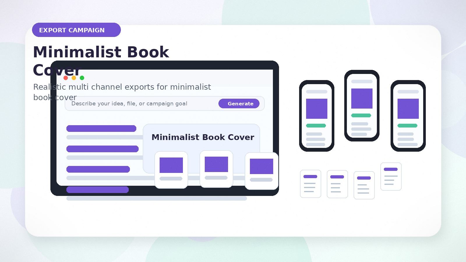 Minimalist Book Cover realistic export campaign visual for minimalist book cover